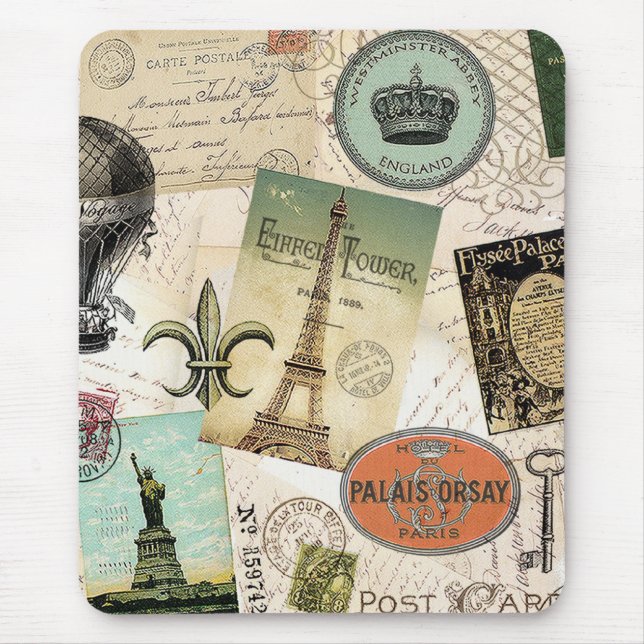 Vintages Reisecollage mousepad (Vorne)