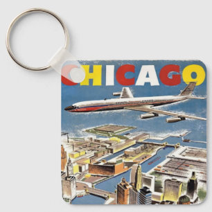 Vintages Reiseflugzeug von Retro Chicago Schlüsselanhänger