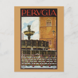 Vintages Reisen in Italien und Perugia Postkarte
