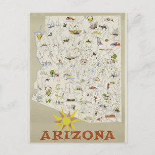 Vintages Reisenposter von Arizona Postkarte