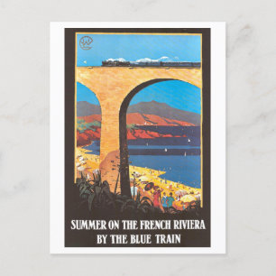 Vintages Reiseplakat an der Côte d'Azur Postkarte