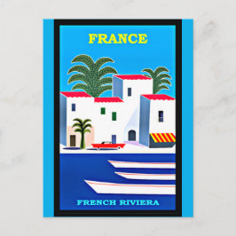 Vintages Reiseplakat an der Côte d'Azur Postkarte