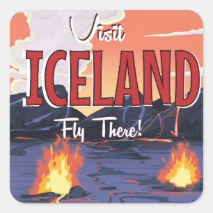 Vintages Reiseplakat Besuchs-Islands Quadratischer Aufkleber