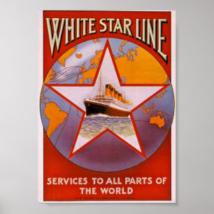 Vintages Reiseplakat der White Star Line Poster