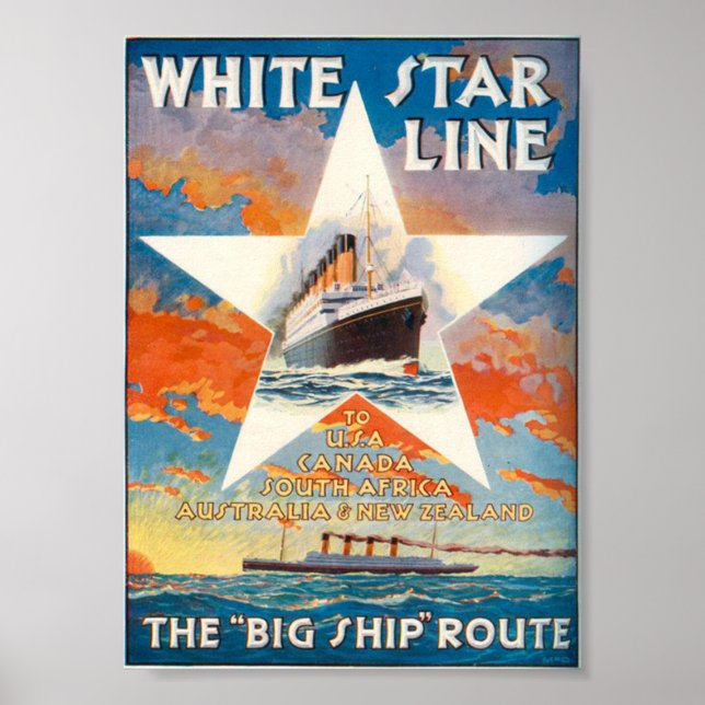 Vintages Reiseplakat der White Star Line Poster (Vorne)