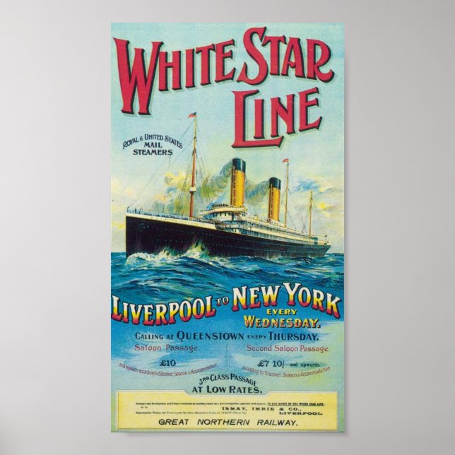 Vintages Reiseplakat der White Star Line Poster (Vorne)