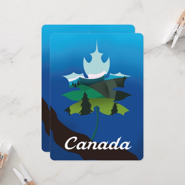 Vintages Reiseplakat für Ahornblätter (Vorderseite/Rückseite Beispiel)