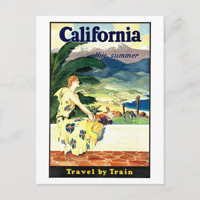 Vintages Reiseplakat für California Postkarte (Vorderseite)