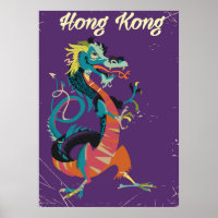 Vintages Reiseplakat für den Drachen von Hongkong