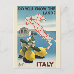 Vintages Reiseplakat für Italien Postkarte