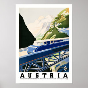 Vintages Reiseplakat für Österreich   Retro Alpine Poster