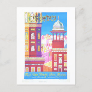 Vintages Reiseplakat für Pakistan Postkarte