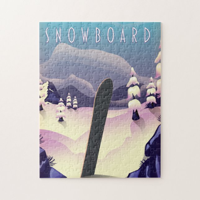 Vintages Reiseplakat für Snowboards Puzzle (Vertikal)