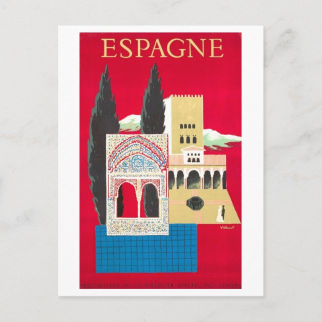 Vintages Reiseplakat für Spanien Postkarte (Vorderseite)