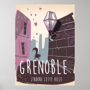 Vintages Reiseplakat Grenobles Frankreich Poster
