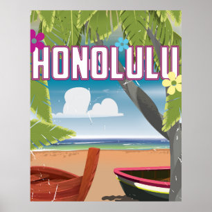 Vintages Reiseplakat Honolulus, Hawaii, USA Poster