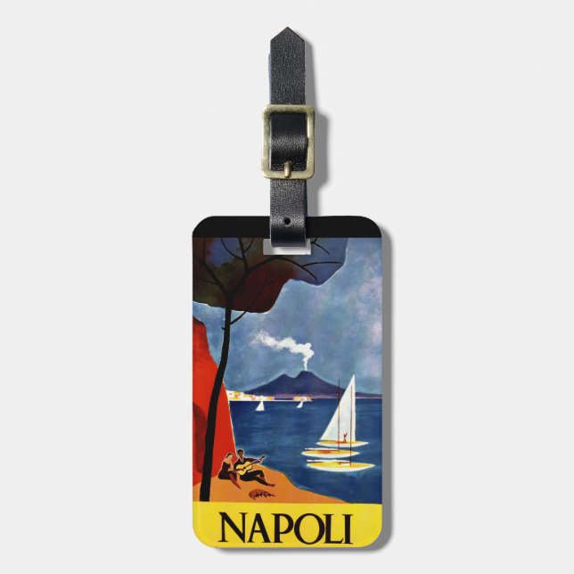 Vintages Reiseplakat Italiens Neapel Gepäckanhänger (Vorderseite vertikal)