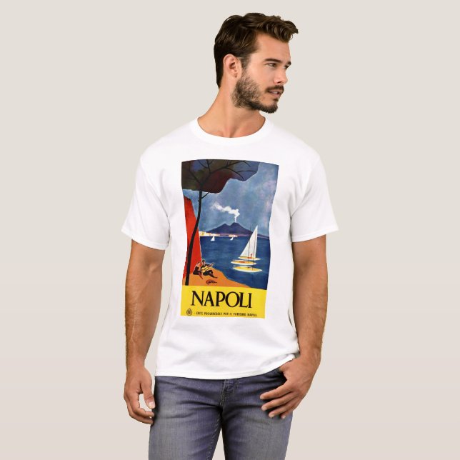 Vintages Reiseplakat Italiens Neapel T-Shirt (Vorne ganz)