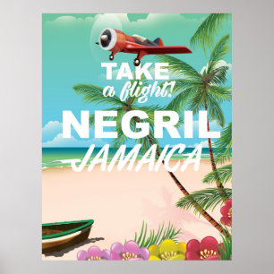 Vintages Reiseplakat Negril Strand-Jamaikas Poster