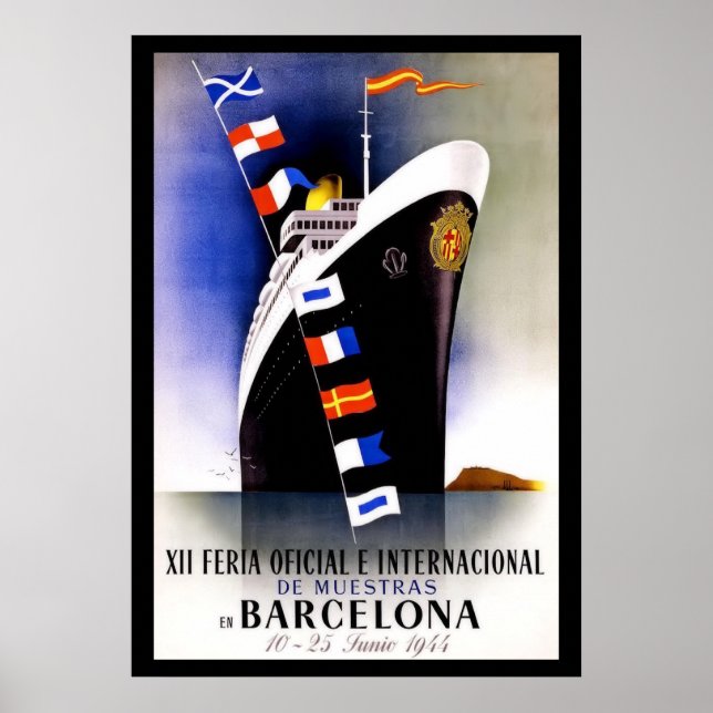 Vintages Reiseplakat von Barcelona Poster (Vorne)