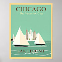Vintages Reiseplakat von Chicago, Lake Front
