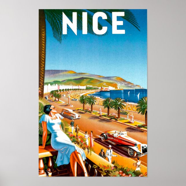 Vintages Reiseplakat von Nizza Poster (Vorne)