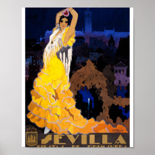Vintages Reiseplakat von Sevilla Flamenco Poster