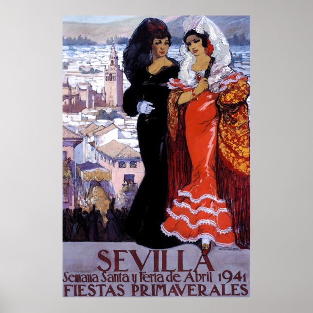 Vintages Reiseplakat von Sevilla Poster (Vorne)