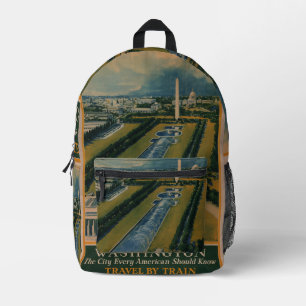 Vintages Reiseplakat Washington DC Bedruckter Rucksack