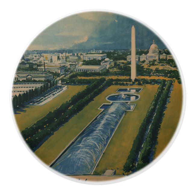 Vintages Reiseplakat Washington DC Keramikknauf (Vorderseite)