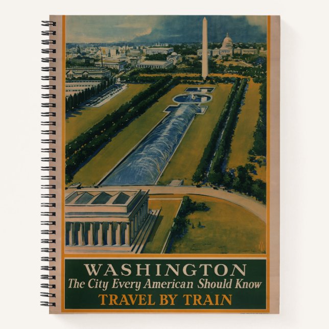 Vintages Reiseplakat Washington DC Notizbuch (Vorderseite)