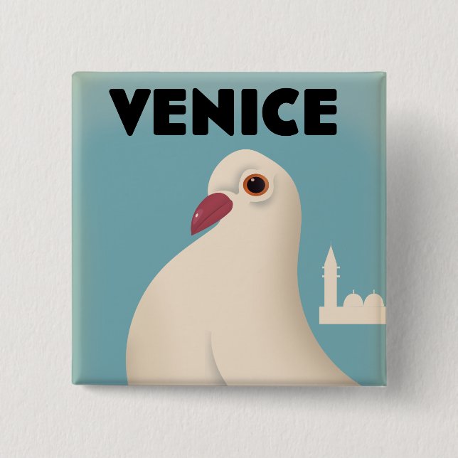 Vintages Reiseposter Mouse Pad Bever in Venedig Button (Vorderseite)