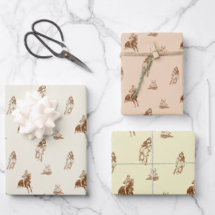 Vintages Reitmuster Geschenkpapier Set
