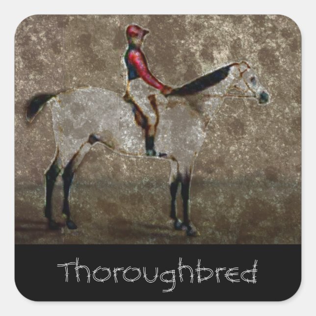 Vintages Reitpferd Quadratischer Aufkleber (Vorderseite)
