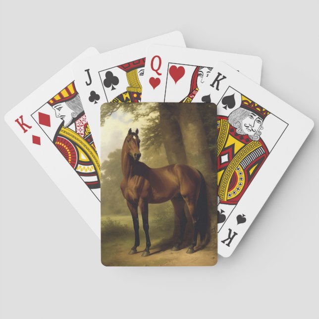 Vintages Reittier Brown Hunter Horse Painting Spielkarten (Rückseite)