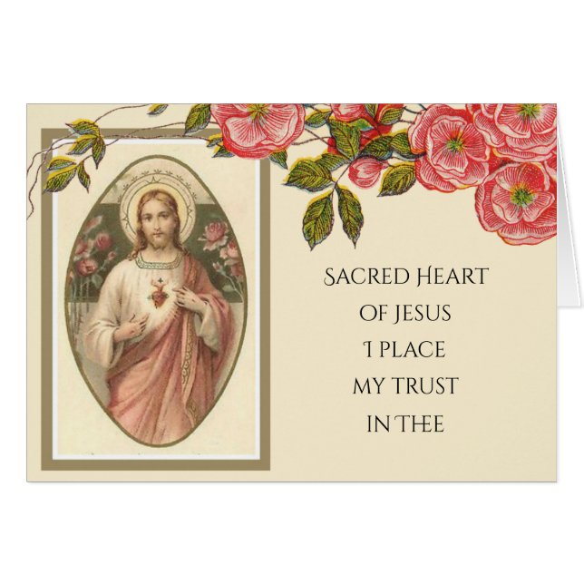 Vintages religiöses Jesus florales Elegant (Vorderseite (Horizontal))