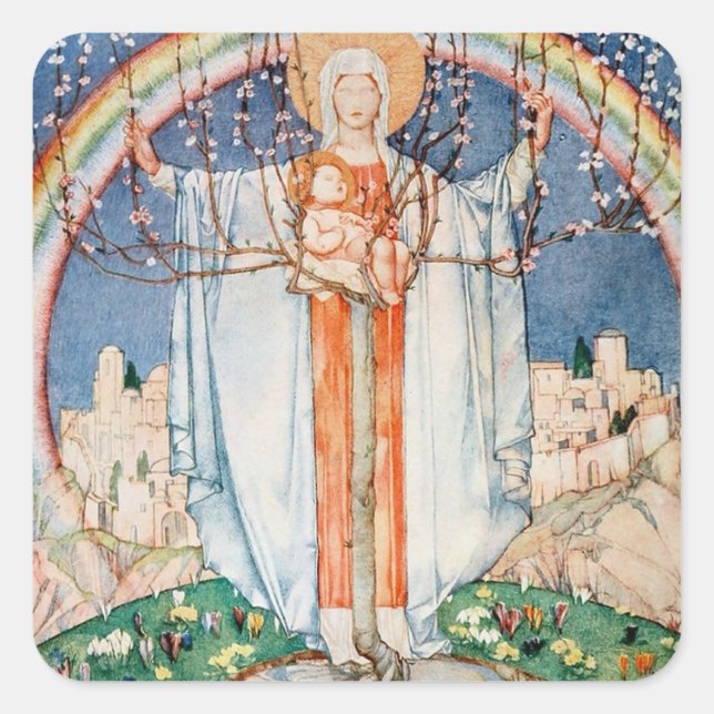 Vintages religiöses Ostern Quadratischer Aufkleber (Vorderseite)