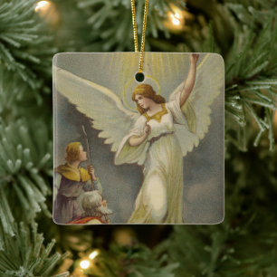 Vintages religiöses Weihnachtsgeschenk mit Wünsche Keramikornament