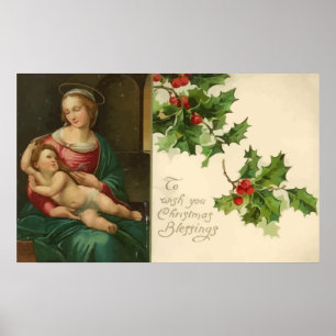 Vintages religiöses Weihnachtssegen-Plakat Poster