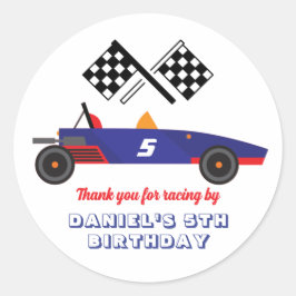 Vintages Rennauto für Kleinkinder Geburtstagsparty Runder Aufkleber