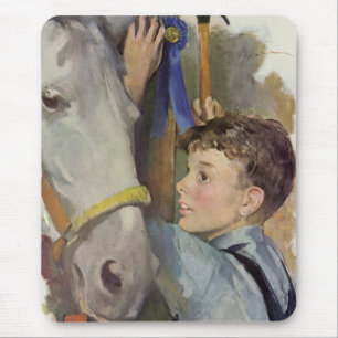 Vintages Rennpferd, Blue Ribbon Sieger mit einem J Mousepad