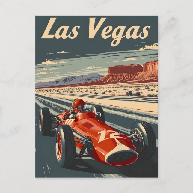Vintages Rennwagen in Las Vegas Postkarte (Vorderseite)