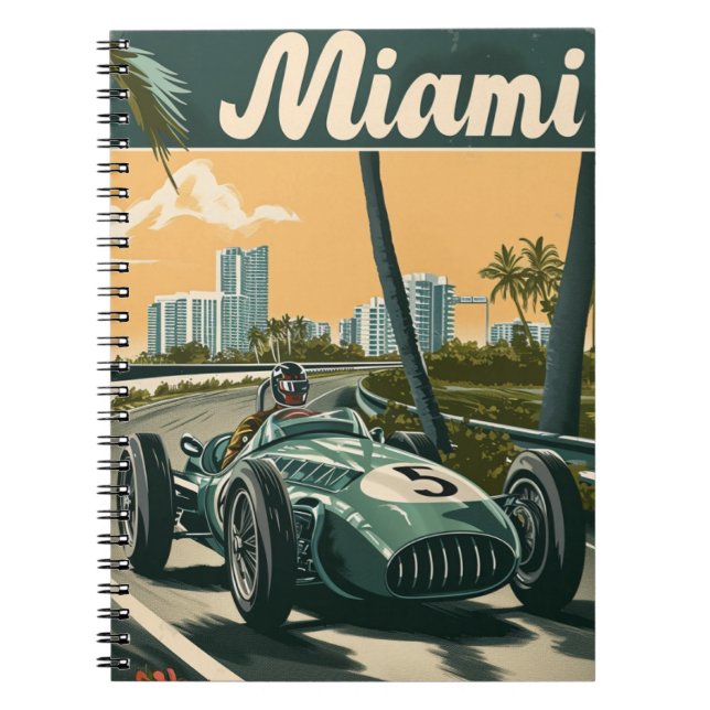 Vintages Rennwagen in Miami Notizblock (Vorderseite)