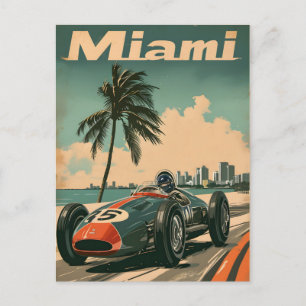 Vintages Rennwagen in Miami Postkarte