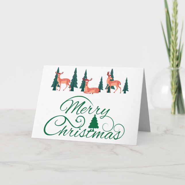 Vintages Rentier mit Weihnachtsmannmützen-Urlaubsk Einladung (Vorderseite)