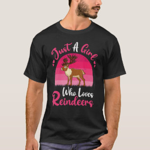 Vintages Rentier-Tier nur ein Mädchen, das Lieben T-Shirt