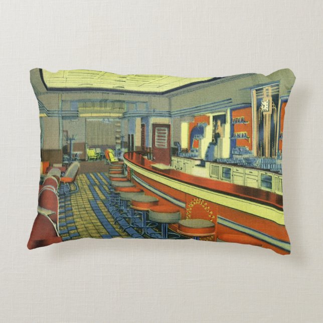 Vintages Restaurant, Retro Roadside Diner Räume Dekokissen (Rückseite)