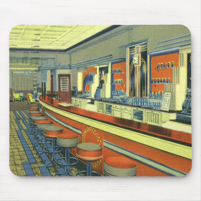 Vintages Restaurant, Retro Roadside Diner Räume Mousepad (Vorne)