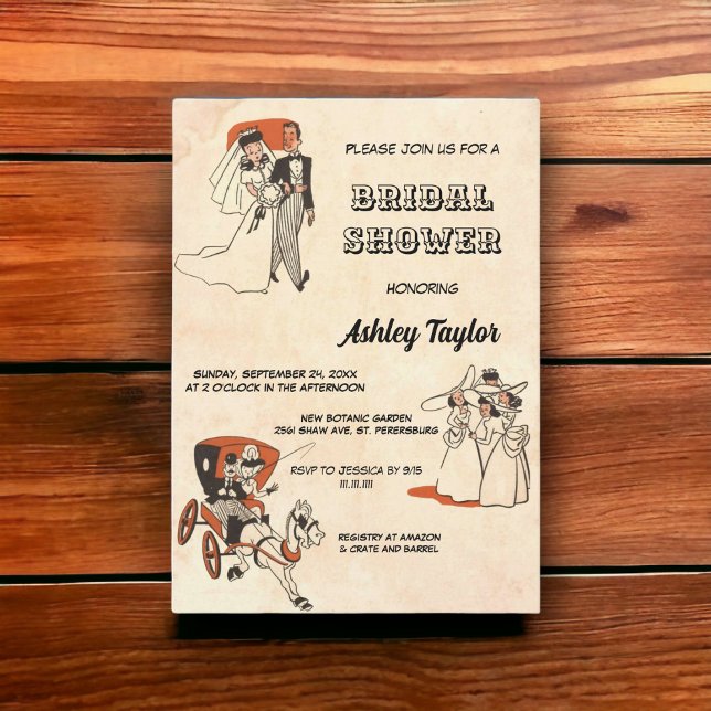 Vintages Retro-altes Comic-Thema chic Brautparty Einladung (Von Creator hochgeladen)