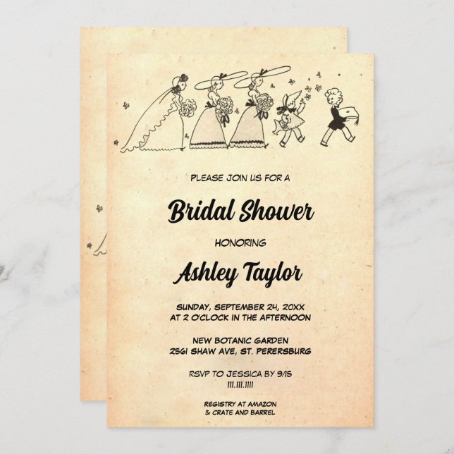 Vintages Retro Altes Mittelalter Modernes Brautpar Einladung (Vorne/Hinten)